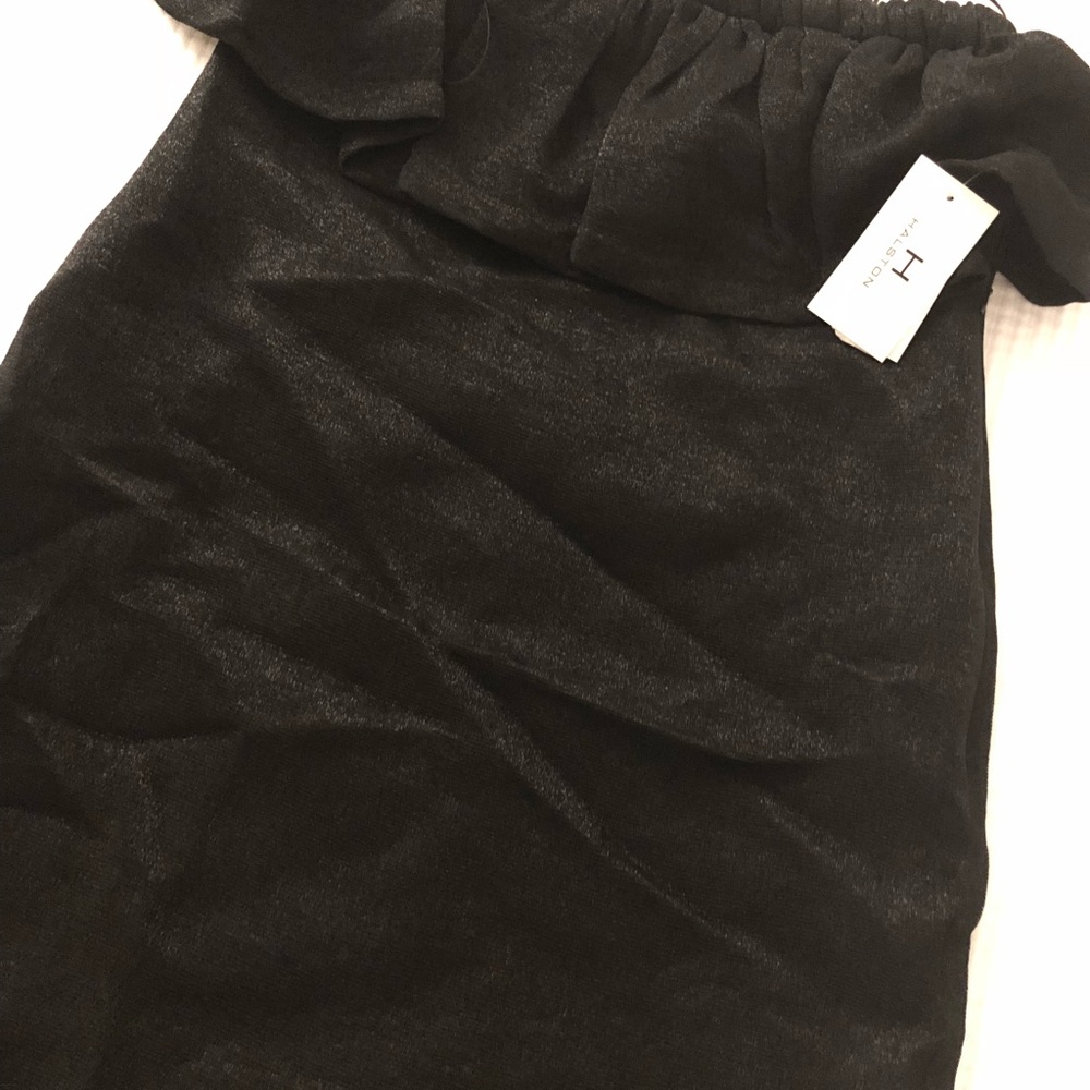 Shimmery ruffle off shoulder mini dress